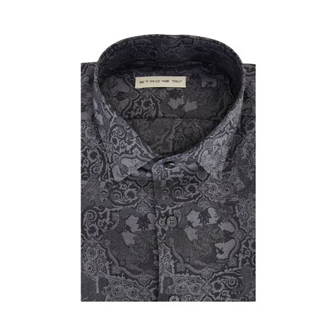 Etro Charcoal Gray Paisley Sport Shirt Mitchell Stores