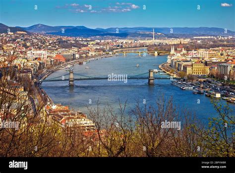 Budapest Danube River Waterfront Panoramic View From Above Capital Of