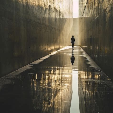 Premium Photo A Person Walking In A Dark Hallway