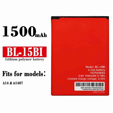 100 BL 15BI Replacement Mobile Phone Battery For Itel A14 Itl1407 BL