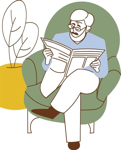 Premium Vector A Man Sits In A Chair Reading A Newspaper