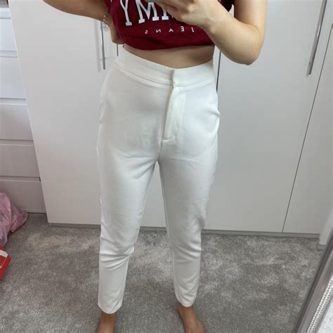 Off White Cigarette Trousers From Missguided Brand Depop