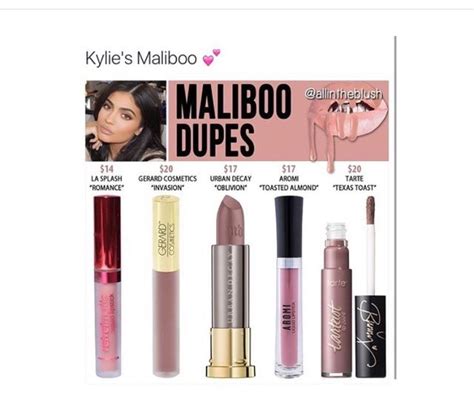 Kylie Lip Kit Dupes For Maliboo Kylie Cosmetics Dupes Cosmetics