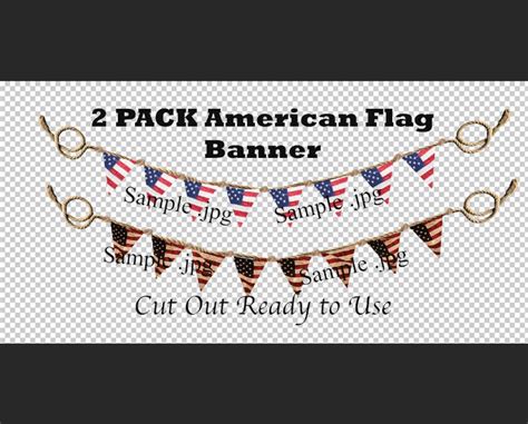 2 Pack American Flag Banner Overlay png 4th of July Overlay | Etsy