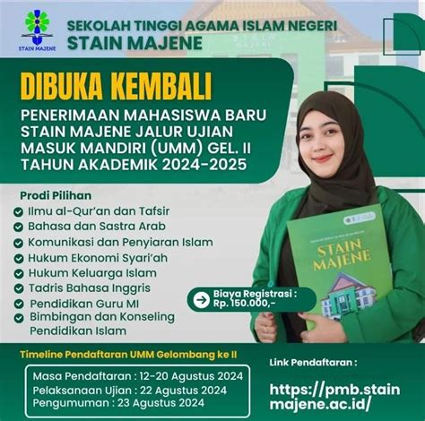 STAIN Majene Buka Penerimaan Mahasiswa Baru Jalur UMM Gelombang II