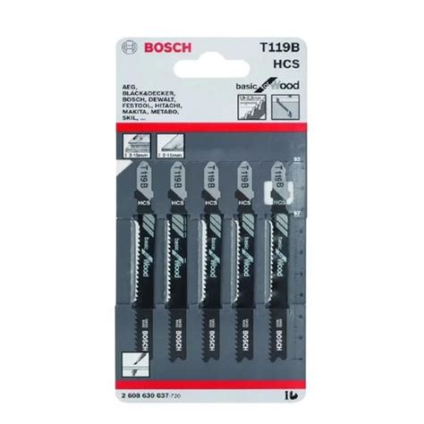 Bosch Hoja Sierra Caladora T119b Madera X 5 Unidades Centro De Materiales