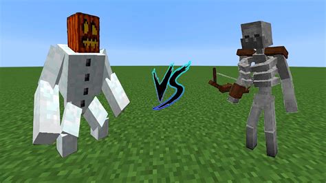 Snow Golem Vs Skeleton Mutant Battle Mobs In Minecraft Youtube