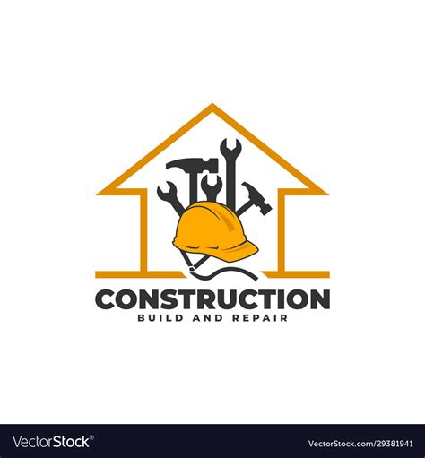 Construction Build Repair With Home Logo Vector Image