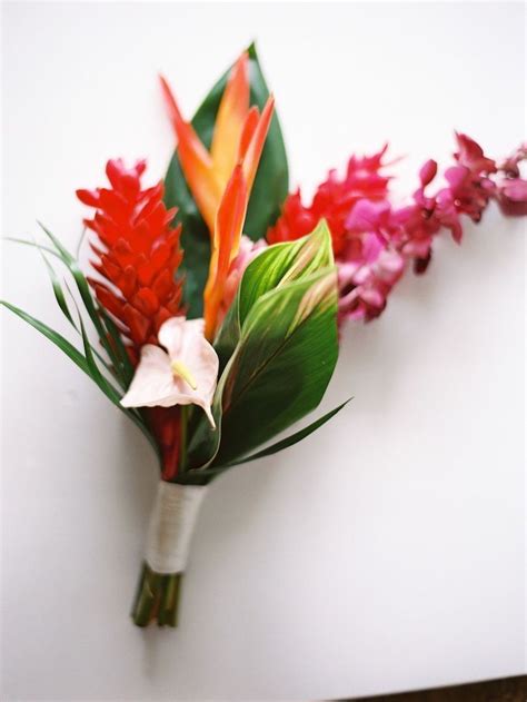 Boutonniere Floral Design Blossoms Events Bright Tropical