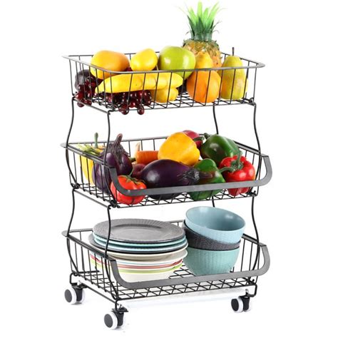 3 Tier Wire Basket With Removable Tilted Baskets