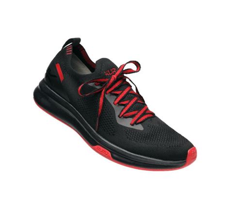 Kuru Mens Sneakers Flux Jet Black Fire Red Kuru104501 9596