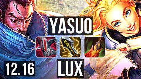 Yasuo Vs Lux Mid 6 Solo Kills 1 7m Mastery Legendary 13 3 6