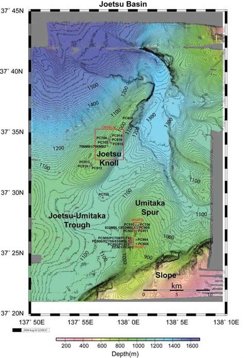 Piston And Push Cores Location At Joetsu Basin Red Squares Indicate