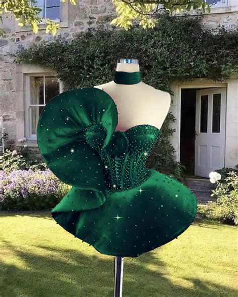 Unique Short Green Beaded Prom Dress Alinanova