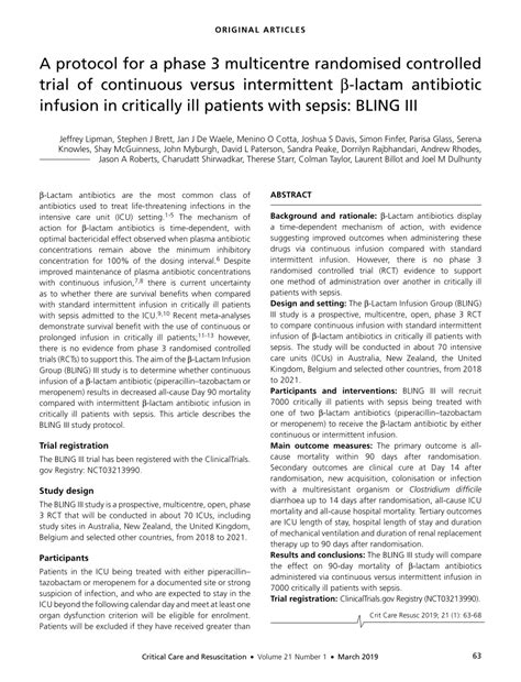 PDF A Protocol For A Phase 3 Multicentre Randomised Controlled Trial