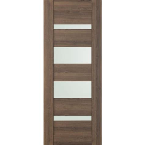 Belldinni Vona 07 01 24 In X 80 In No Bore 4 Lite Frosted Glass Pecan Nutwood Wood Composite