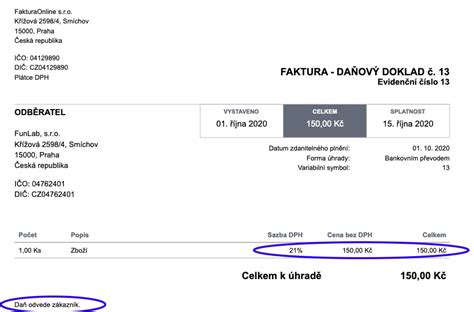 Vzor faktury: Přenesená daňová povinnost faktura - FakturaOnline