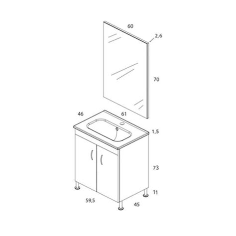 Set Gabinete Y Espejo Nova Roble Dakar Con Lavabo Orbis 61cm X 46cm Esbaño 91324 Bedon