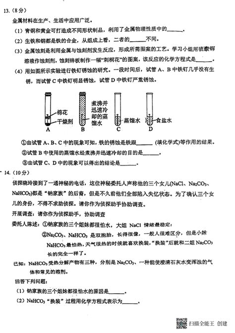 2024年福建省莆田市南门学校中考一模化学试题图片版无答案21世纪教育网 二一教育