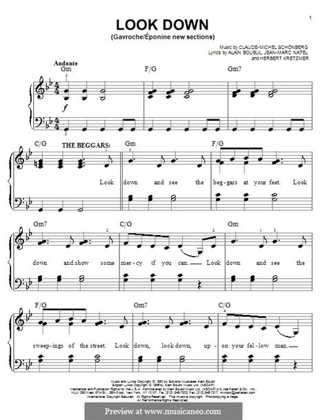 Look Down (Les Miserables) by C. Schönberg - sheet music on MusicaNeo