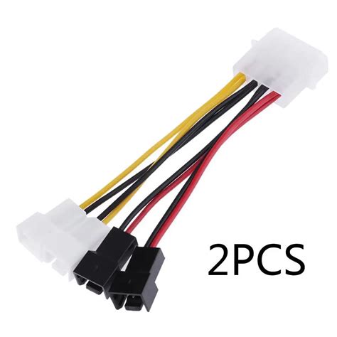 2pcs 4 Pin Molex To 3 Pin Fan Power Cable Adapter Connector 12v 2 5v 2 Computer Cooling Fan