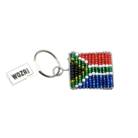 South African Flag Beaded Wirework Key Ring Woza Moya