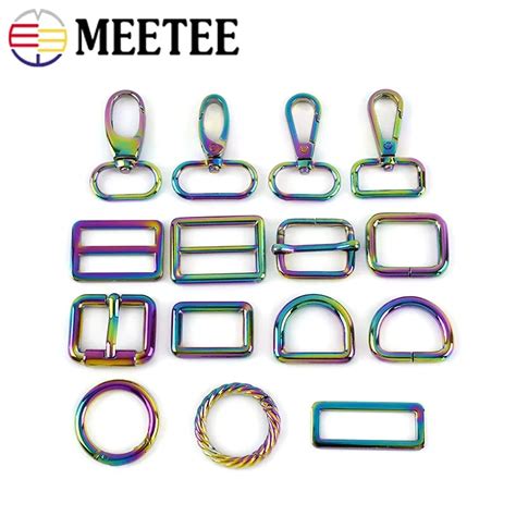 5Pcs Regenbogen Metall Schnallen 20 38mm O D Ring Einstellbare Gurtband