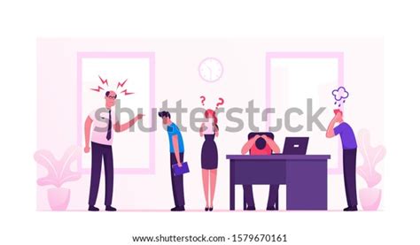 Angry Furious Boss Character Yelling Office Stock Vector Royalty Free