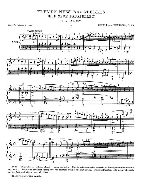 Beethoven Ludwig Van 11 Bagatelles Op 119 For Piano Free Sheet