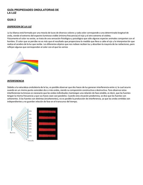 Guia Luz Pdf Listo Pdf Gu A Propiedades Ondulatorias De La Luz