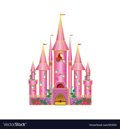 Cartoon pink castle Royalty Free Vector Image - VectorStock