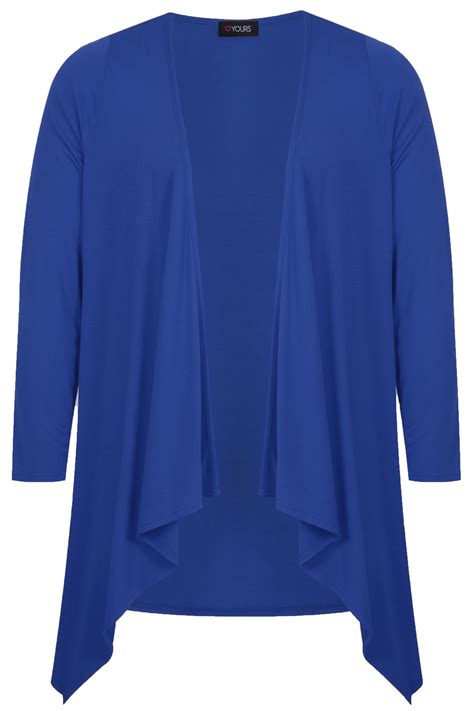 Cobalt Blue Waterfall Edge To Edge Cardigan Plus Size 161820222426283032