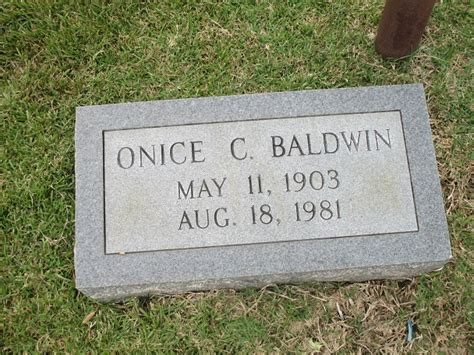 Onice C Jackson Baldwin M Morial Find A Grave