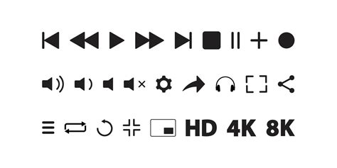 Video Media Player Icons Vector Set Multimedia Music Audio Control