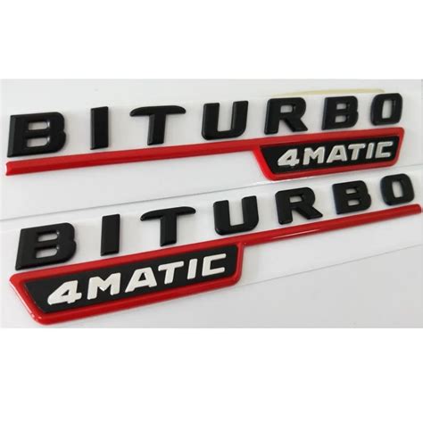 Black Red Biturbo Turbo Matic Fender Flat Letters Emblems Badges Decal