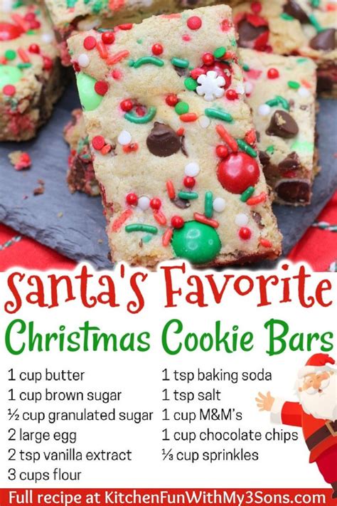 Santa S Favorite Christmas Cookie Bars Recipe With Instructions For