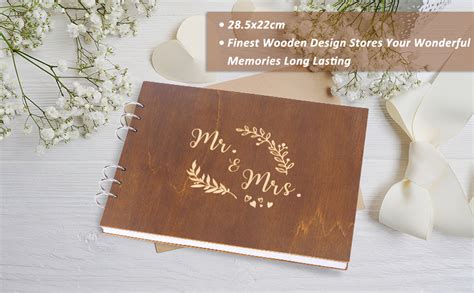 Creawoo 28 5 Cm Mr Mrs Libro Degli Ospiti In Legno Album Ricordo