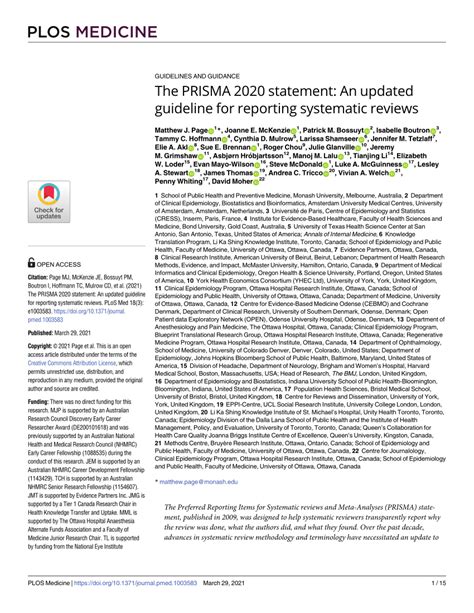 Pdf The Prisma 2020 Statement An Updated Guideline For Reporting