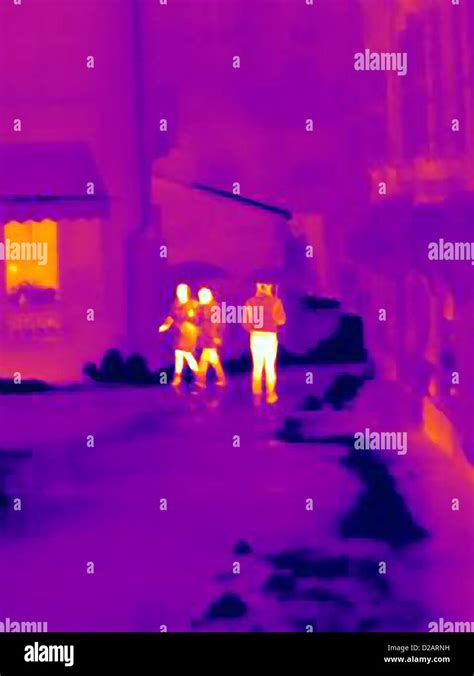 Thermal Image Of People On Street Stock Photo Alamy