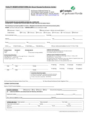 Fillable Online Facility Reservation Form Girl Scout Houses Conference