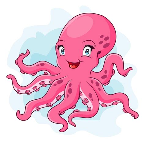 Premium Vector A Cute Octopus Cartoon Isolated On White Background