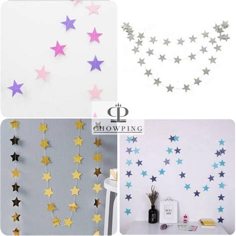 Jual Hiasan Kertas Gantung Paper Garland Star Bintang 2D Shopee