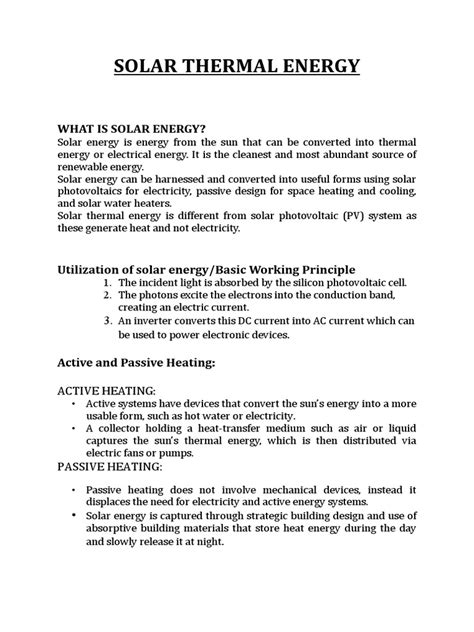 Solar Thermal Energy Pdf Solar Power Solar Energy