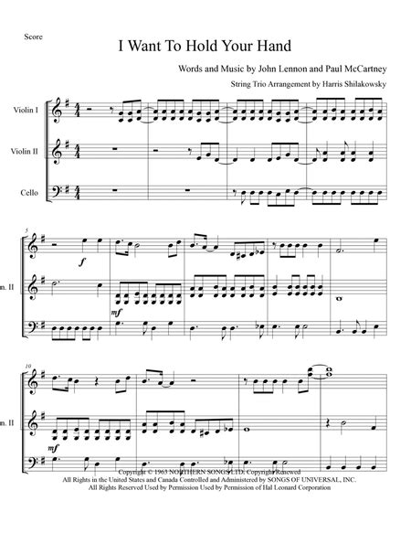 I Want To Hold Your Hand By The Beatles String Trio Digital Sheet Music Sheet Music Plus