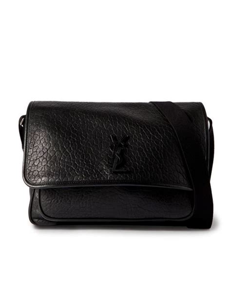 Saint Laurent Niki Textured Leather Messenger Bag In Black For Men Lyst