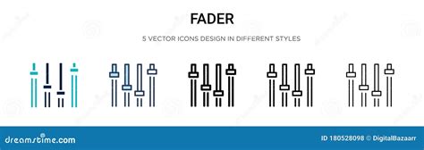 ícone Do Fader No Estilo De Contorno E Traçado Da Linha Fina Preenchida