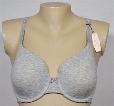 Victorias Secret Heather Gray Cotton Blend Lined Perfect Coverage Bra