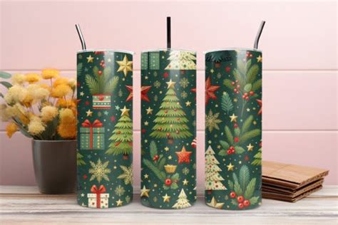 Vintage Christmas Tree Tumbler Wrap Graphic By Lazy Craft Creative