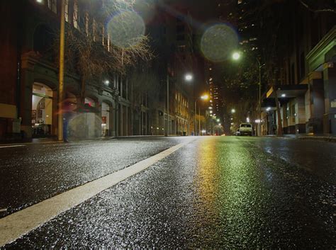 Night Street Wet Rain