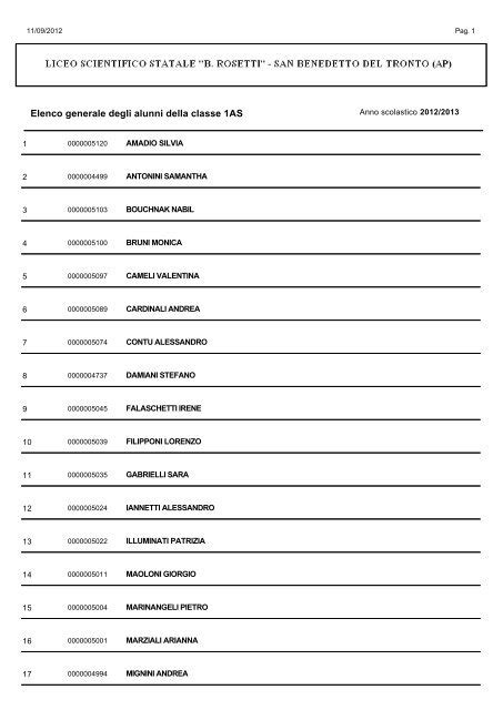 Elenco Alunni Per Classe Stampe Liceorosetti It